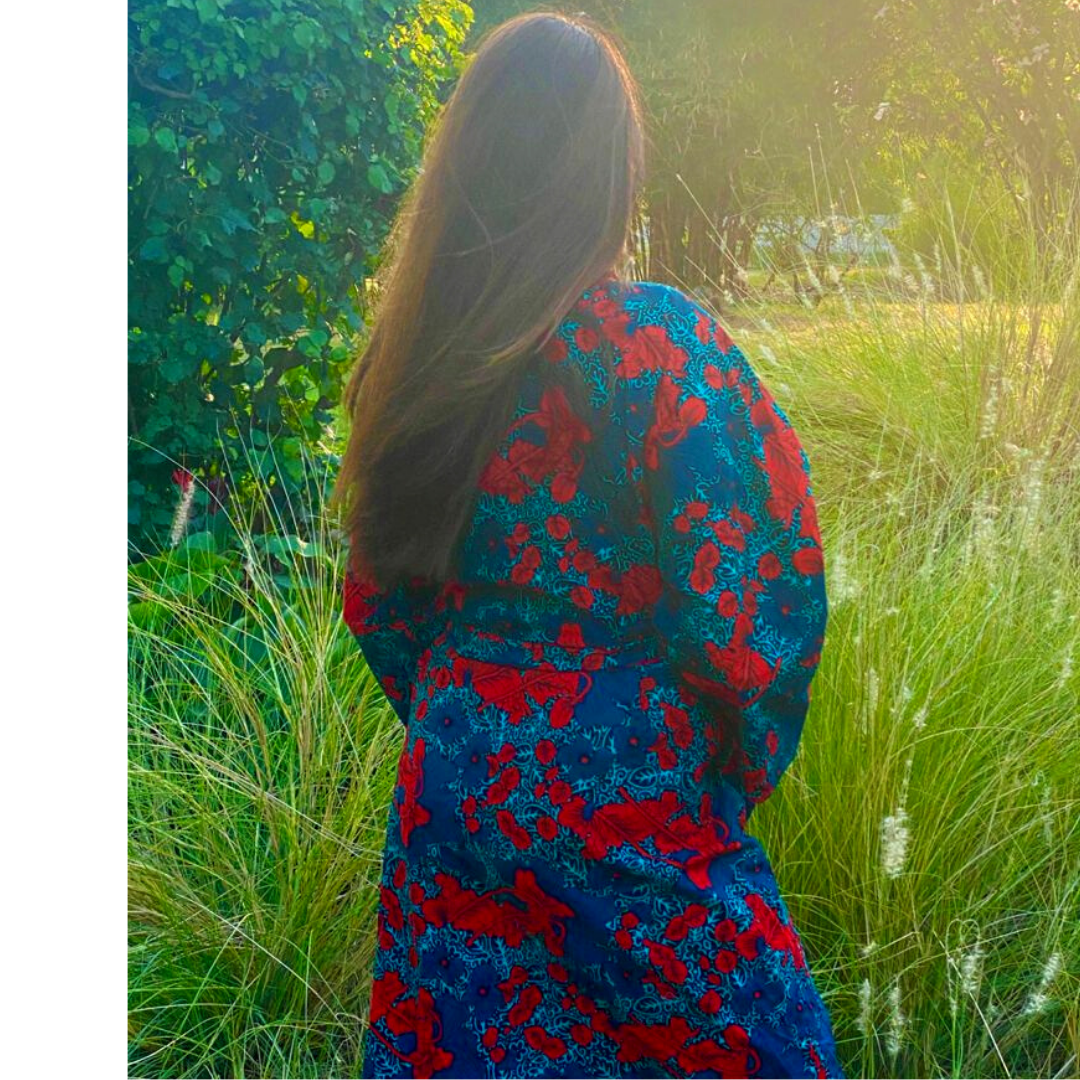 Kitenge Kimono Bathrobe - Garden Oasis