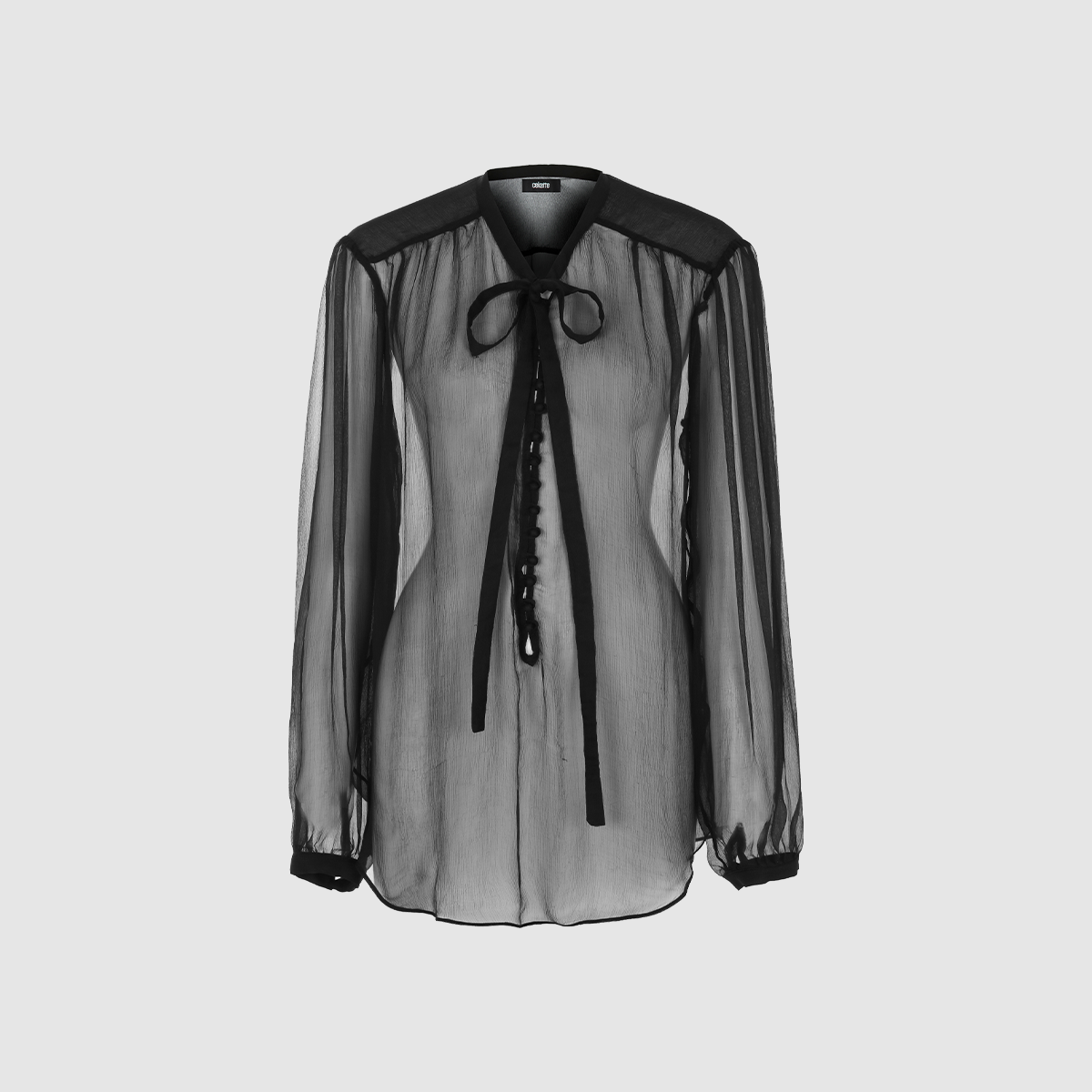 BOW TIE SILK CHIFFON SHIRT