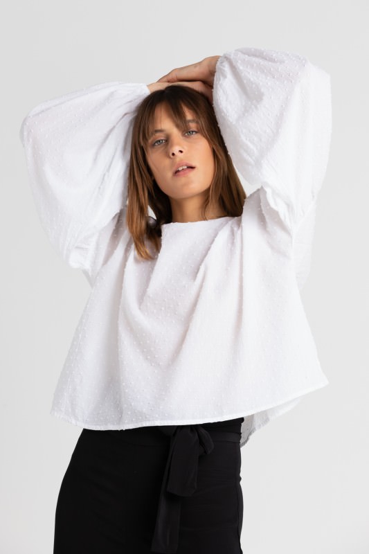 Charlotte Blouse White Polka Dot