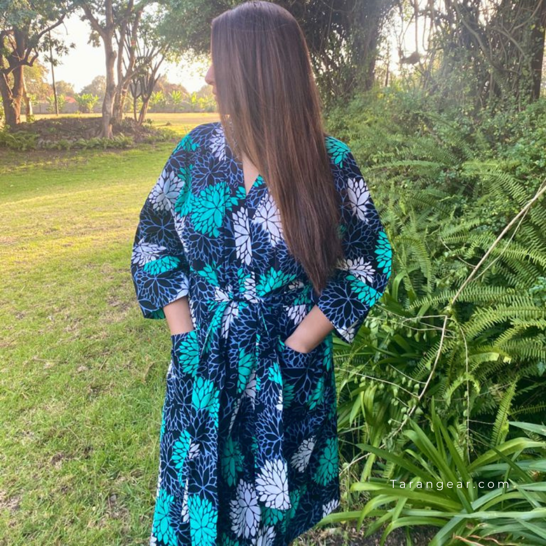 Kitenge Kimono Bathrobe - Dahlia Dream